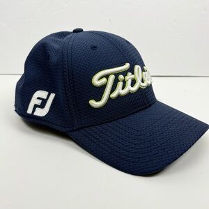 Titleist FootJoy FJ Mens M/L Pro V1 Baseball Cap Hat Blue Flex Fitted Mesh Golf‎